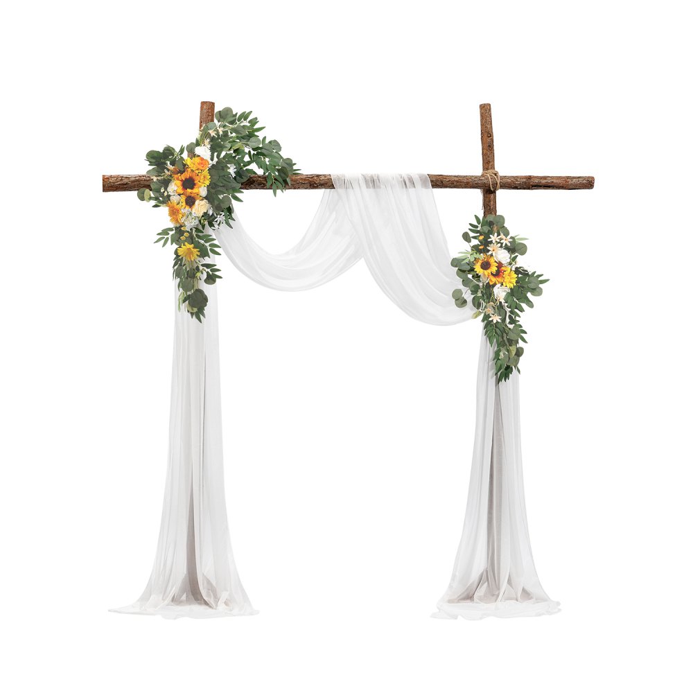 VEVOR Blumen für Hochzeit Bogen, gelbe Blumen für Traubogen mit Vorhängen (3er-Set), 2 Blumenarrangements