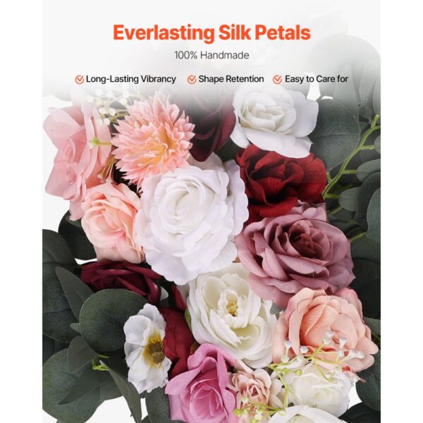 VEVOR Blumenset für Hochzeit Bogen, rosa Blumenset für Traubogen mit Vorhängen (4er-Set), 2 Blumenarrangements – Bild 4
