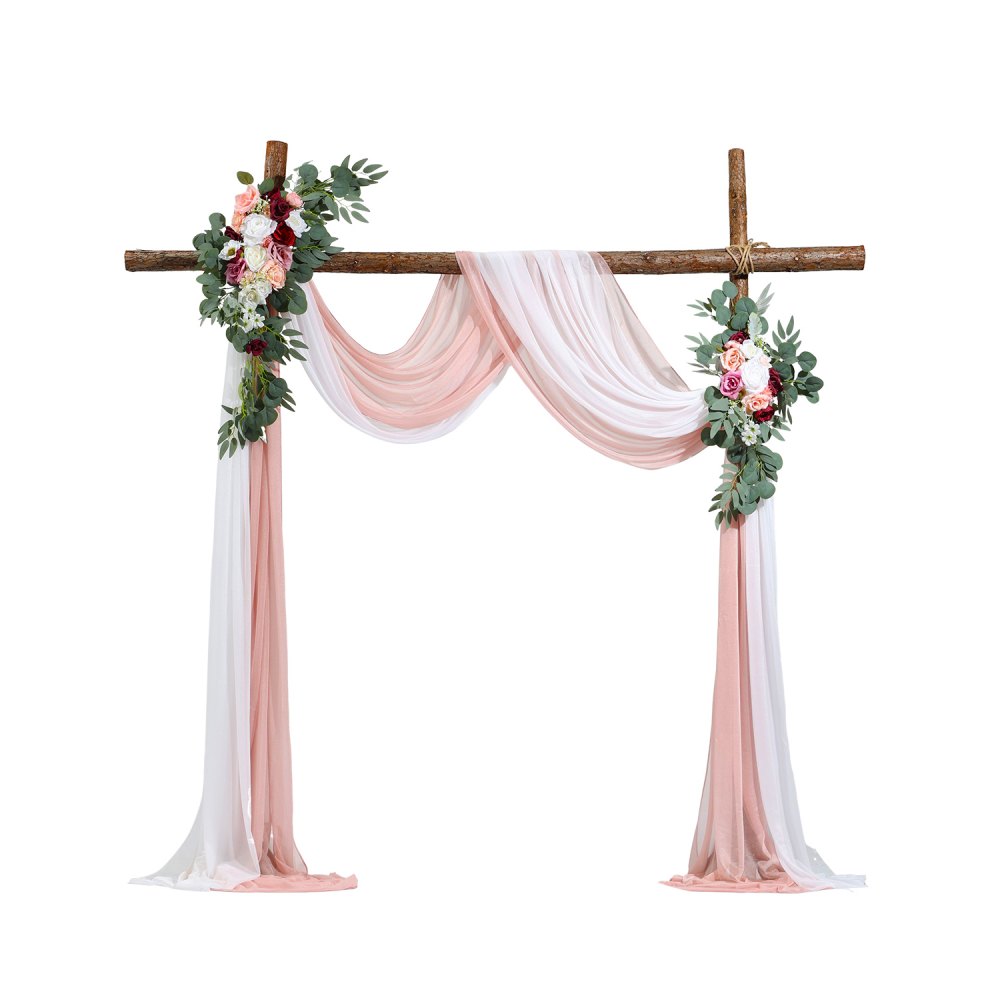 VEVOR Blumenset für Hochzeit Bogen, rosa Blumenset für Traubogen mit Vorhängen (4er-Set), 2 Blumenarrangements