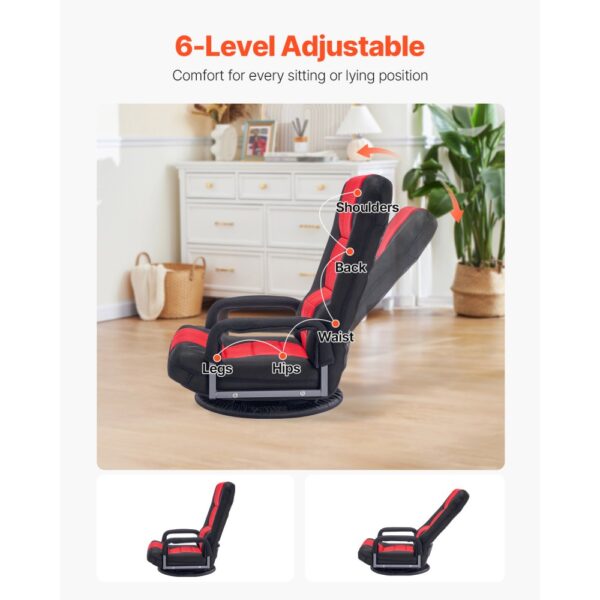 VEVOR drehbarer Boden Gamingstuhl mit Armlehnen (360° drehbar) Bodensofa mit 6 einstellbaren Positionen – Bild 2 VEVOR drehbarer Boden Gamingstuhl mit Armlehnen (360° drehbar) Bodensofa mit 6 einstellbaren Positionen – Bild 2