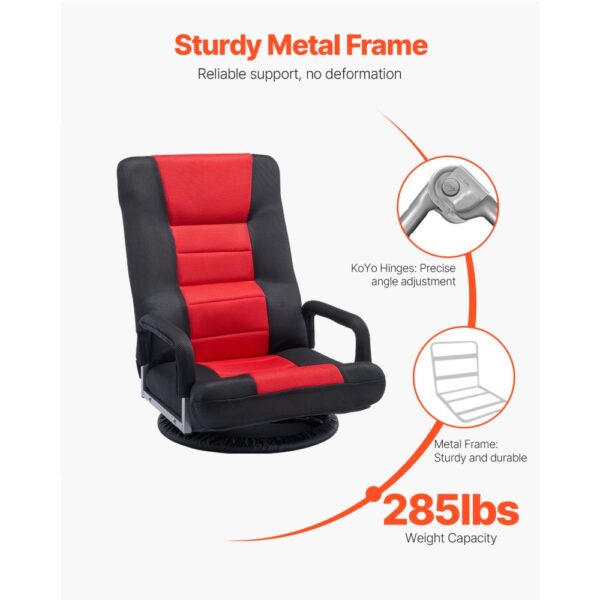VEVOR drehbarer Boden Gamingstuhl mit Armlehnen (360° drehbar) Bodensofa mit 6 einstellbaren Positionen – Bild 4 VEVOR drehbarer Boden Gamingstuhl mit Armlehnen (360° drehbar) Bodensofa mit 6 einstellbaren Positionen – Bild 4