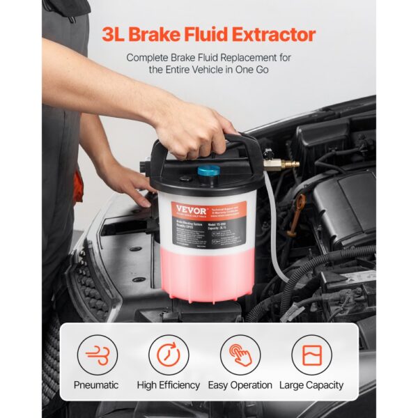 VEVOR Bremsenentlüfter Set 3 L Bremsflüssigkeitsabsauger mit 1 L Siphon-Nachfüllflasche – Bild 2