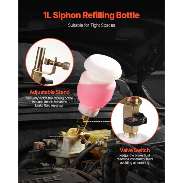 VEVOR Bremsenentlüfter Set 3 L Bremsflüssigkeitsabsauger mit 1 L Siphon-Nachfüllflasche – Bild 3