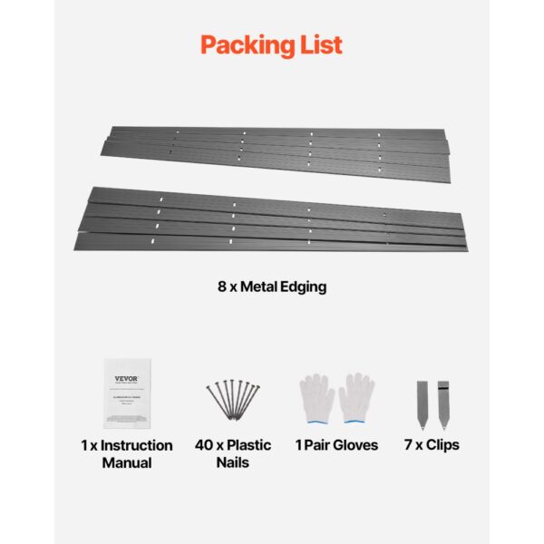 VEVOR Beeteinfassung, 8 Packungen à 183 cm, Rasenkante aus Aluminiumlegierung – Bild 5
