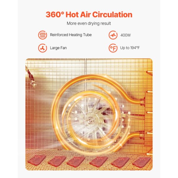 VEVOR Dörrgerät Dörrautomat 6 Edelstahlschalen, elektrischer 400 W Futtertrockner mit einstellbarer Temperatur – Bild 2