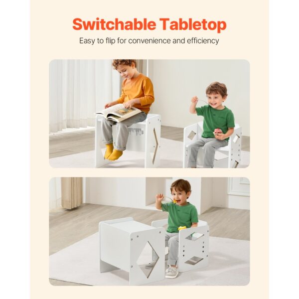 VEVOR Montessori Tisch Stuhlset Kleinkindertischset (1 Tisch + 1 Stuhl) aus Holz für 1–5-Jährige, Weiß – Bild 3
