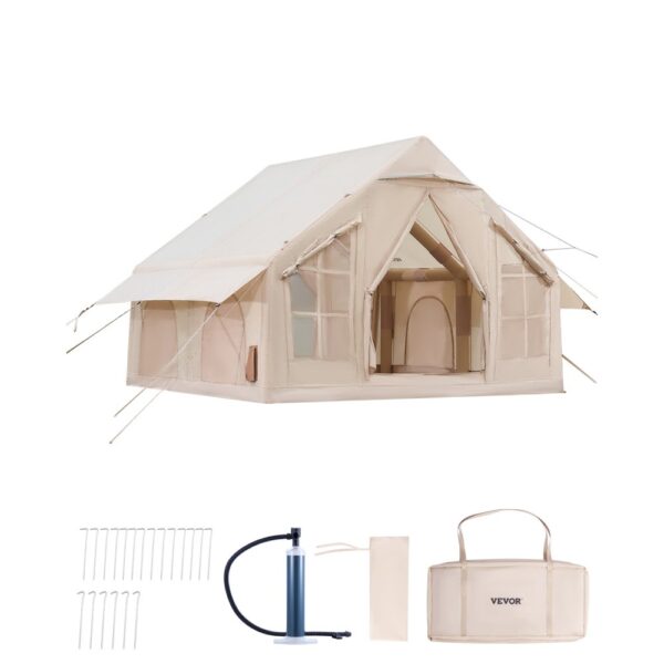 VEVOR Aufblasbare Zelte für Camping 3x3x2,3 m, 4–6 Personen, 2 Türen & 4 Netzfenstern