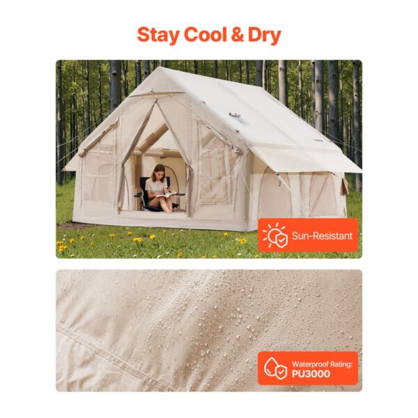 VEVOR Aufblasbare Zelte für Camping 3x3x2,3 m, 4–6 Personen, 2 Türen & 4 Netzfenstern – Bild 4