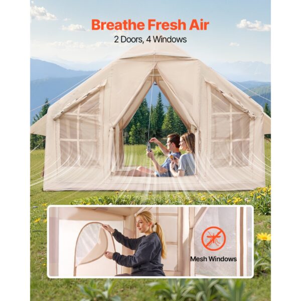 VEVOR Aufblasbare Zelte für Camping 3x3x2,3 m, 4–6 Personen, 2 Türen & 4 Netzfenstern – Bild 5