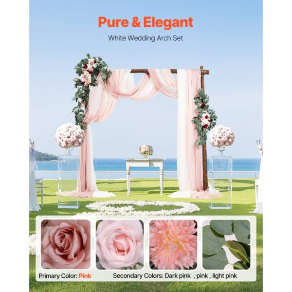 VEVOR Blumenset für Hochzeit Bogen, rosa Blumenset für Traubogen mit Vorhängen (5er-Set), 2 Blumenarrangements – Bild 2