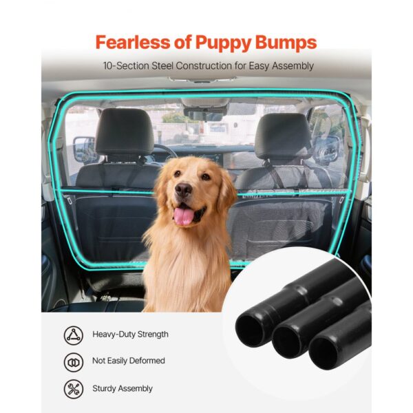 VEVOR Hunde Autobarriere 1415 mm Trennwand Hundegitter zur Montage an Vordersitzen Autoschutzgitter – Bild 5