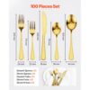 VEVOR 100-tlg. Besteckset in Gold, Essbesteck aus lebensmittelechtem Edelstahl für 20 Personen – Bild 2