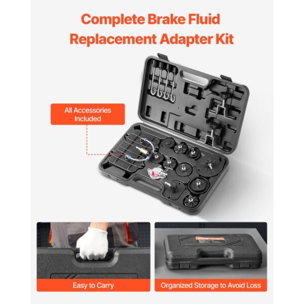 VEVOR Brake Master Entlüfterset 12-tlg. professionelles Bremsentlüfter-Adapterset mit komplettem Set und Griff – Bild 3