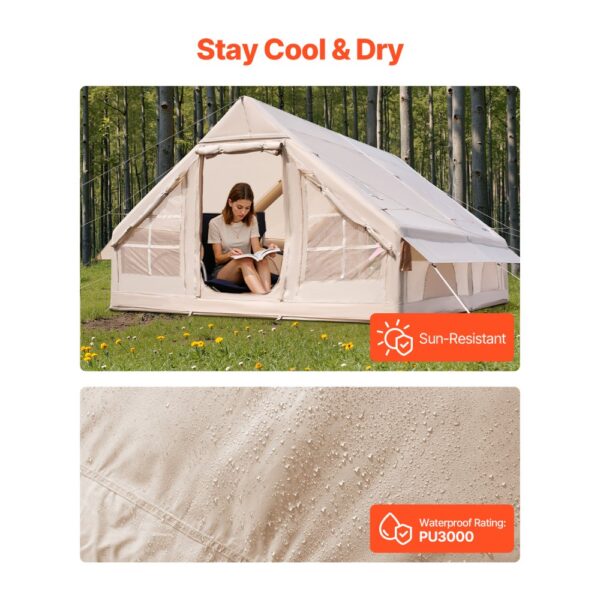 VEVOR Aufblasbare Zelte für Camping 4x3x2 m, 5–8 Personen, 300D Oxford Glamping-Zelt mit Ofenanschluss – Bild 4