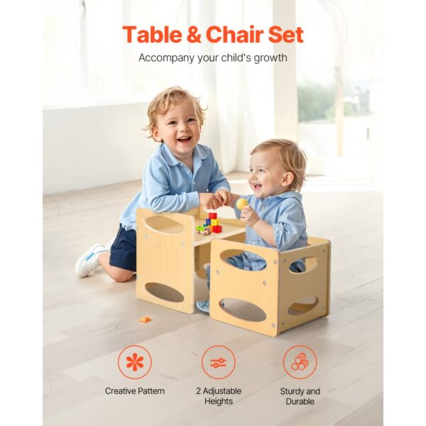 VEVOR Montessori Tisch Stuhlset Kleinkindertischset (1 Tisch + 1 Stuhl) aus Holz für 1–5-Jährige, Natur – Bild 2 VEVOR Montessori Tisch Stuhlset Kleinkindertischset (1 Tisch + 1 Stuhl) aus Holz für 1–5-Jährige, Natur – Bild 2