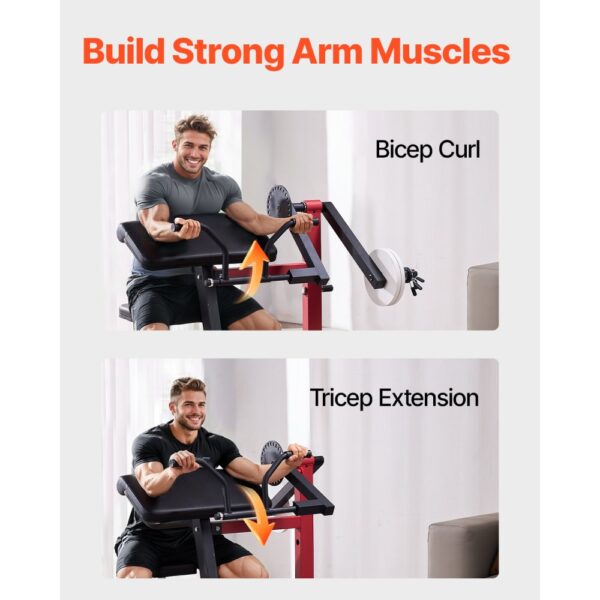 VEVOR Preacher Curl Bank, 2 in 1 Bizeps-Curlbank und Trizeps-Extension-Maschine, Krafttrainingsbank – Bild 3