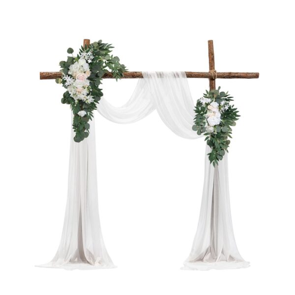VEVOR Blumenset für Hochzeit Bogen, weiße Blumen für Traubogen mit Vorhängen (4er-Set), 2 Blumenarrangements