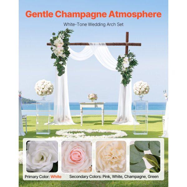 VEVOR Blumenset für Hochzeit Bogen, weiße Blumen für Traubogen mit Vorhängen (4er-Set), 2 Blumenarrangements – Bild 2