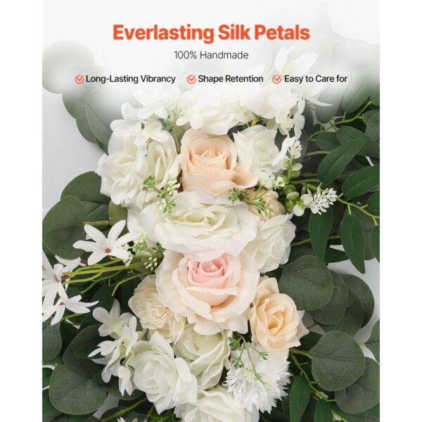 VEVOR Blumenset für Hochzeit Bogen, weiße Blumen für Traubogen mit Vorhängen (4er-Set), 2 Blumenarrangements – Bild 4
