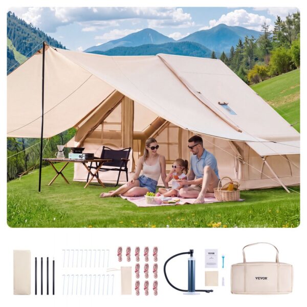 VEVOR Aufblasbare Zelte für Camping 3x2x2 m, 3–5 Personen, Handpumpe, Ofenanschluss