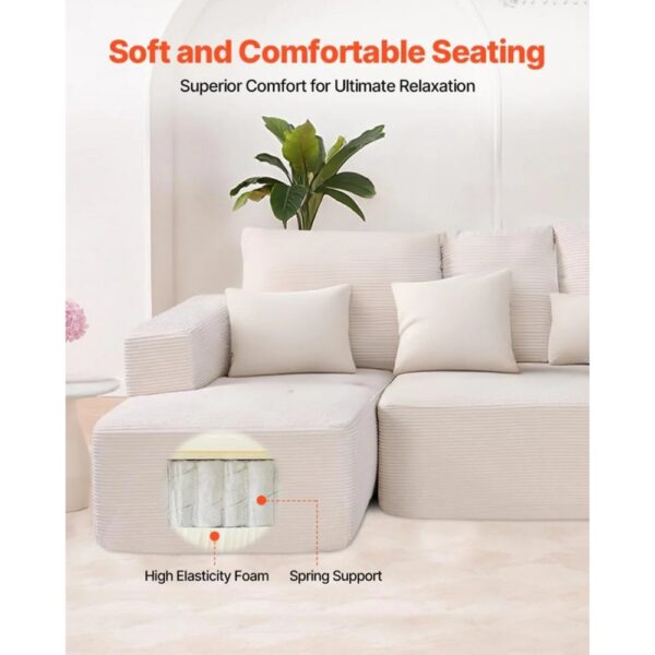 VEVOR Modulares Sofa L-förmiges Ecksofa Schlafsofa mit hochelastischem Schaumstoff & hoher Dichte – Bild 2