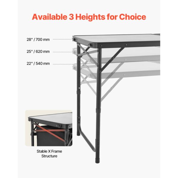 VEVOR Camping Küchentisch klappbarer Kochtisch Outdoor, 3-fach höhenverstellbar – Bild 4