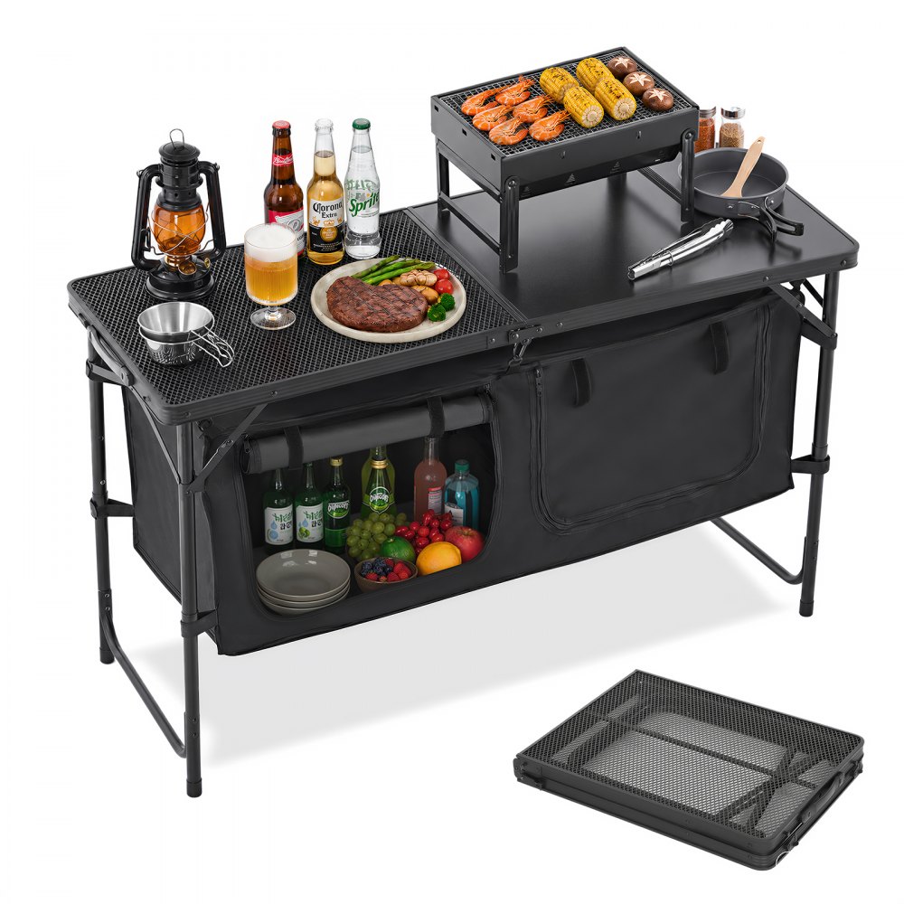 VEVOR Camping Küchentisch klappbarer Kochtisch Outdoor, 3-fach höhenverstellbar