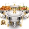 VEVOR Chafing Dish Buffet Speisenwärmer mit 4 Behältern in voller Größe (4,7 L pro)