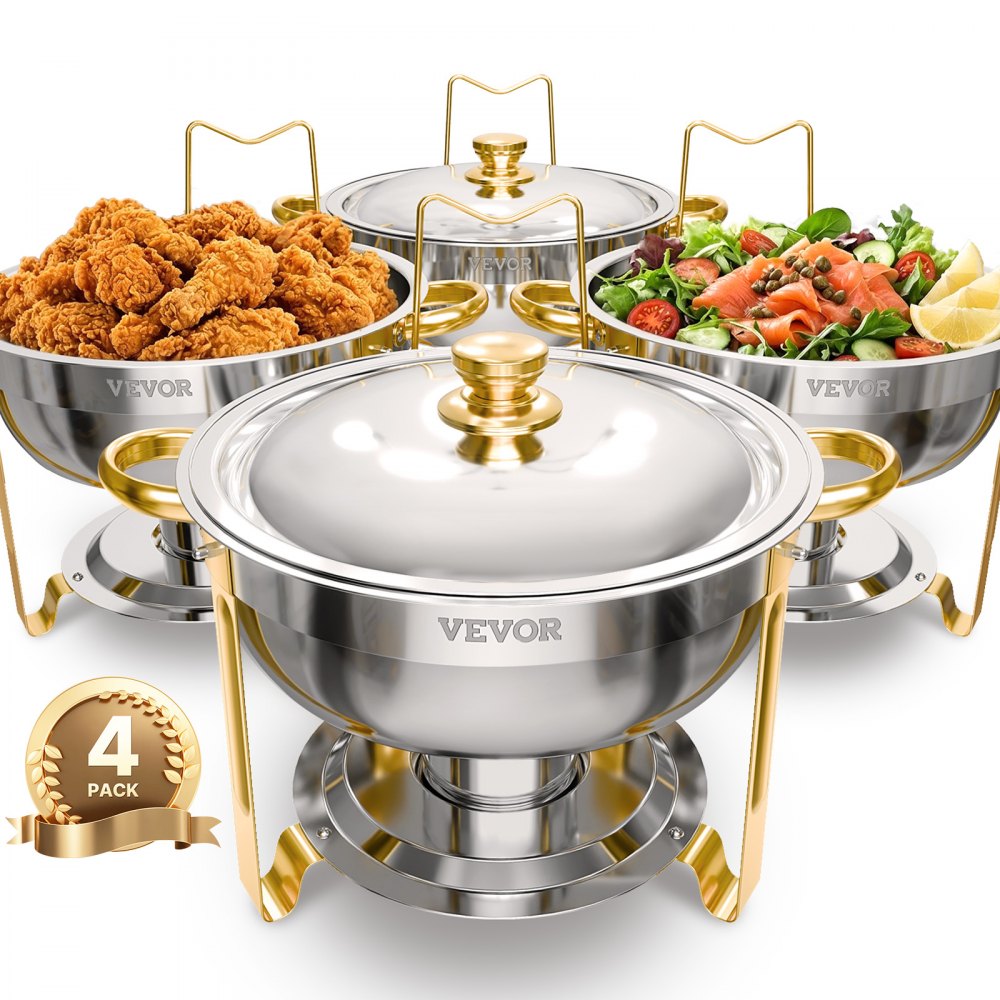VEVOR Chafing Dish Buffet Speisenwärmer mit 4 Behältern in voller Größe (4,7 L pro)