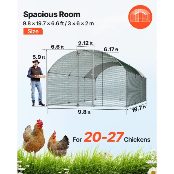 VEVOR Hühnerstall, 3x6x2 m, begehbarer Hühnerauslauf mit Abdeckung, Enten- & Kaninchenkäfig – Bild 2