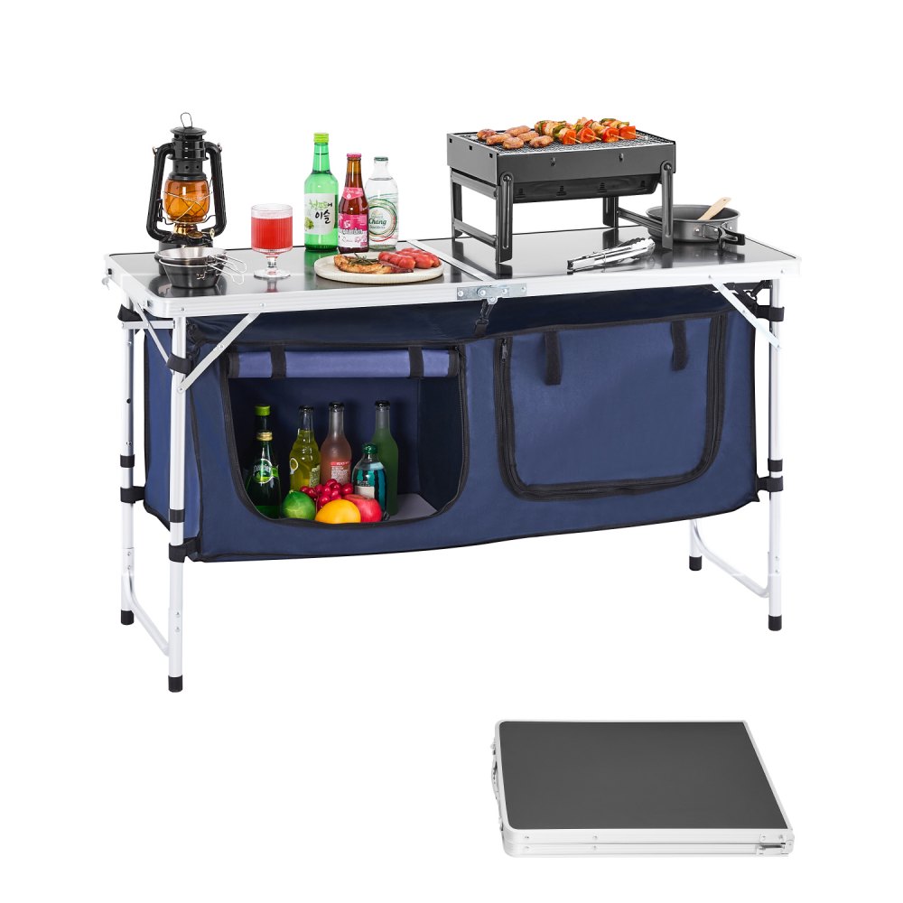 VEVOR Camping Küchentisch klappbarer Kochtisch Outdoor, 3-fach höhenverstellbar