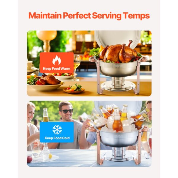 VEVOR Chafing Dish Buffet Speisenwärmer mit 4 Behältern in voller Größe (4,7 L pro) – Bild 3