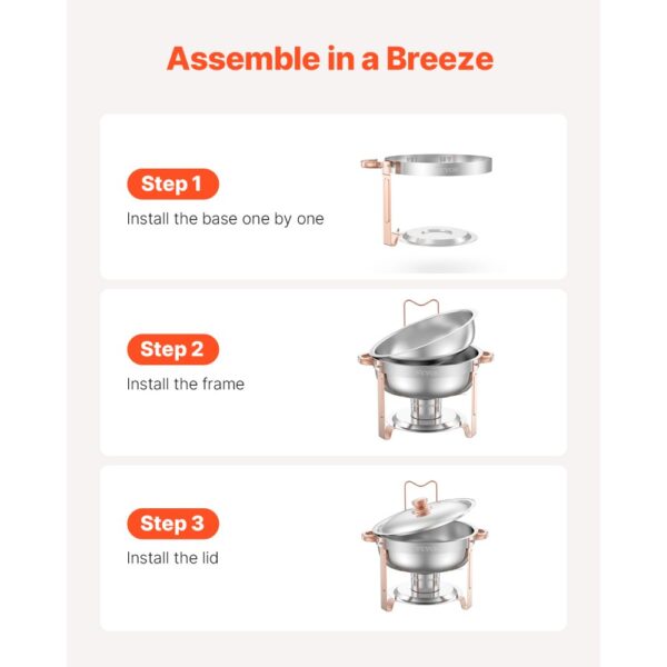 VEVOR Chafing Dish Buffet Speisenwärmer mit 4 Behältern in voller Größe (4,7 L pro) – Bild 5