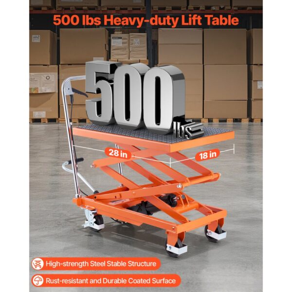 VEVOR Hydraulischer Hubtischwagen, 226,8 kg Tragkraft, 300-1200 mm Hubhöhe – Bild 2