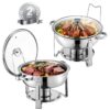 VEVOR Chafing Dish Buffet Speisenwärmer mit 2 Behältern in voller Größe (4,7 L pro), für Buffet Partys Silber