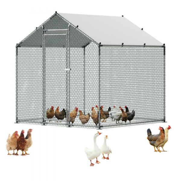 VEVOR Hühnerstall, 2x2x2 m begehbarer Hühnerauslauf mit Abdeckung, Enten- & Kaninchenkäfig