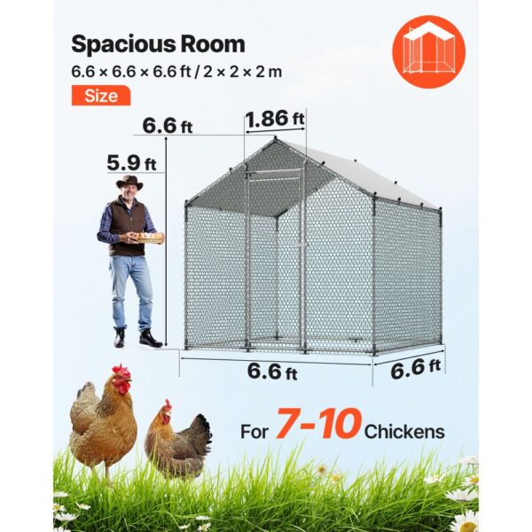 VEVOR Hühnerstall, 2x2x2 m begehbarer Hühnerauslauf mit Abdeckung, Enten- & Kaninchenkäfig – Bild 2