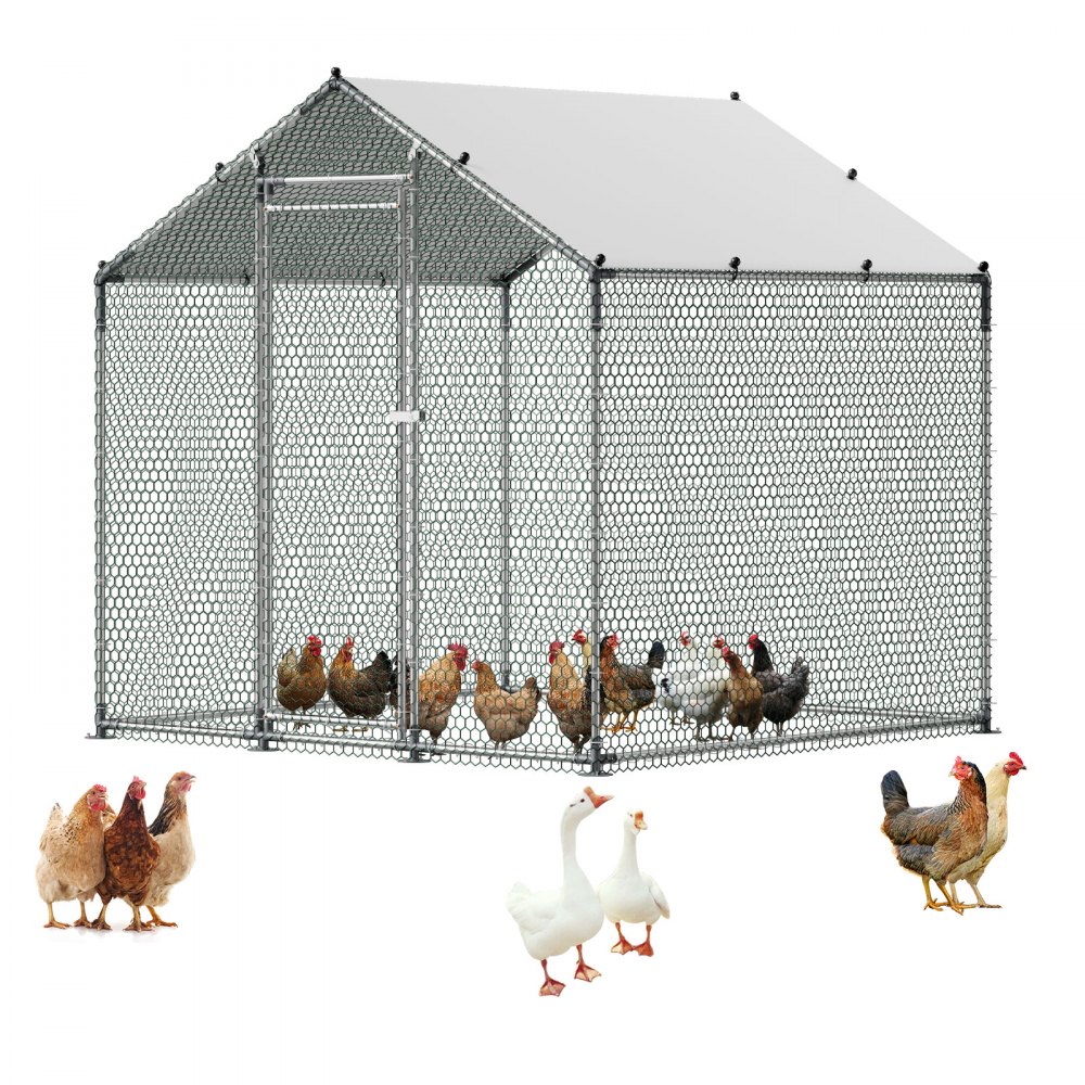 VEVOR Hühnerstall, 2x2x2 m begehbarer Hühnerauslauf mit Abdeckung, Enten- & Kaninchenkäfig