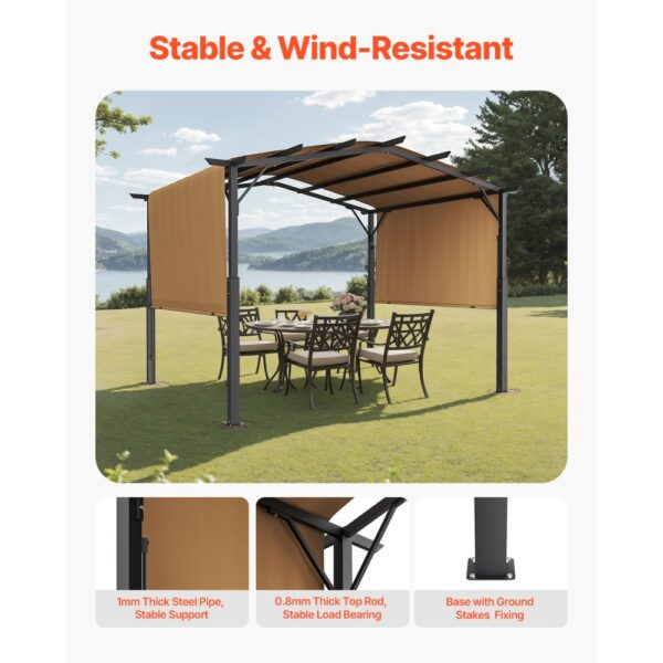 VEVOR Pergola 3x3 m, Gartenpavillon mit gewölbter Oberseite, Überdachung mit Schiebedach – Bild 2 VEVOR Pergola 3x3 m, Gartenpavillon mit gewölbter Oberseite, Überdachung mit Schiebedach – Bild 2