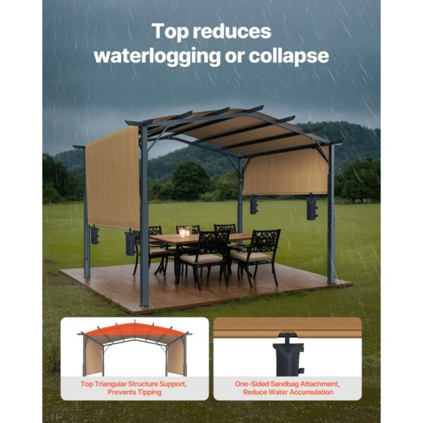 VEVOR Pergola 3x3 m, Gartenpavillon mit gewölbter Oberseite, Überdachung mit Schiebedach – Bild 4 VEVOR Pergola 3x3 m, Gartenpavillon mit gewölbter Oberseite, Überdachung mit Schiebedach – Bild 4