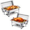 VEVOR Chafing Dish Buffet Speisenwärmer (7,5 L), 2 Stk. mit 2 Pfannen in voller Größe