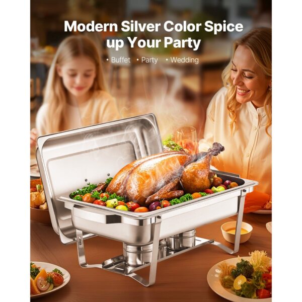 VEVOR Chafing Dish Buffet Speisenwärmer (7,5 L), 2 Stk. mit 2 Pfannen in voller Größe – Bild 2