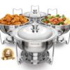 VEVOR Chafing Dish Set 4 x 4,7 L Runder Speisenwärmer für Buffet in Silber, Partys und Mobiles Catering