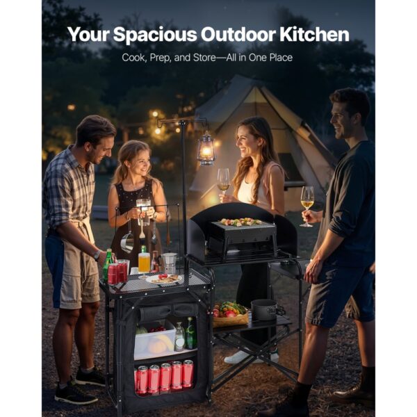 VEVOR Camping Küchentisch Outdoor Kochtisch, tragbare Kochstation aus Aluminium mit Lagerschrank & Tragetasche – Bild 2 VEVOR Camping Küchentisch Outdoor Kochtisch, tragbare Kochstation aus Aluminium mit Lagerschrank & Tragetasche – Bild 2