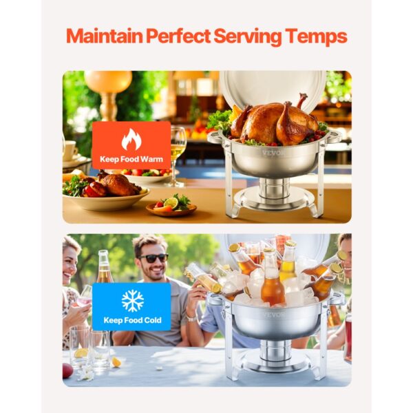 VEVOR Chafing Dish Buffet Speisenwärmer mit 2 Behältern in voller Größe (4,7 L pro) – Bild 3