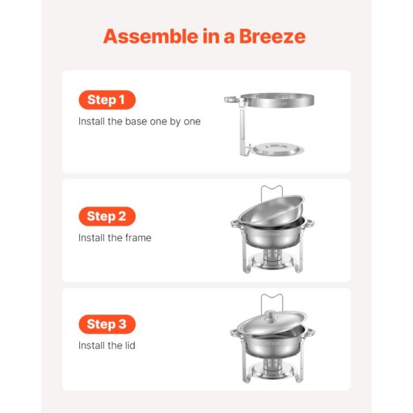VEVOR Chafing Dish Buffet Speisenwärmer mit 2 Behältern in voller Größe (4,7 L pro) – Bild 5