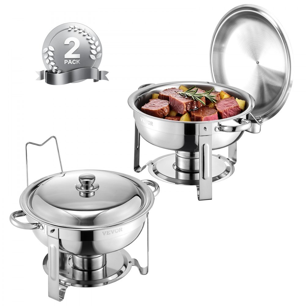 VEVOR Chafing Dish Buffet Speisenwärmer mit 2 Behältern in voller Größe (4,7 L pro)