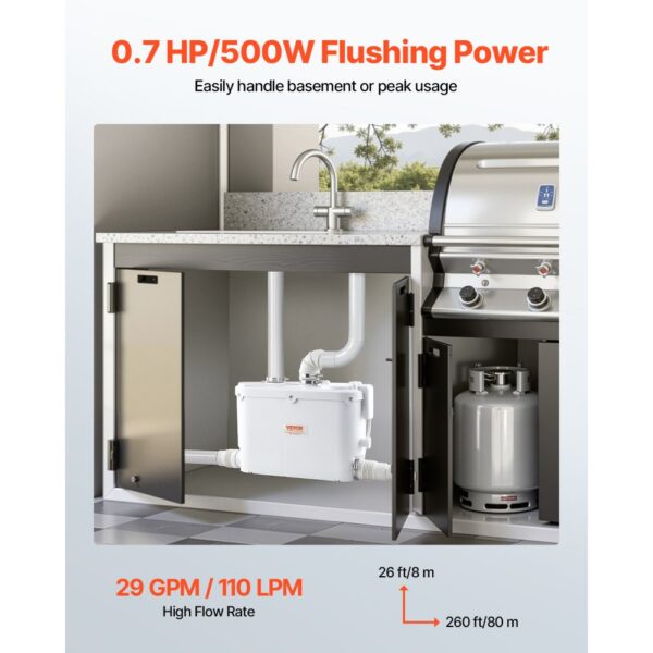 VEVOR Hebeanlage, 500 W, 110 L/min Durchfluss, 8 m Förderhöhe, Schmutzwasserpumpe mit 4 Wassereinlässen – Bild 4 VEVOR Hebeanlage, 500 W, 110 L/min Durchfluss, 8 m Förderhöhe, Schmutzwasserpumpe mit 4 Wassereinlässen – Bild 4