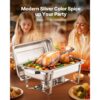 VEVOR Chafing Dish Buffet Edelstahl-Chafing Dish mit 6 Pfannen in voller Größe (7,5 L), für Partys, Silber – Bild 2