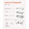 VEVOR Chafing Dish Buffet Edelstahl-Chafing Dish mit 6 Pfannen in voller Größe (7,5 L), für Partys, Silber – Bild 5